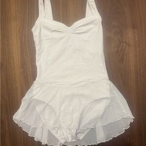Wear Moi Women’s White Leotard with Attached Skirt (Balkala), Size XS